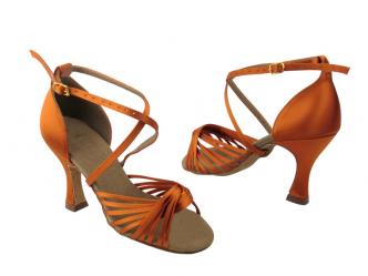 Dance shoes ladies orange tan satin   